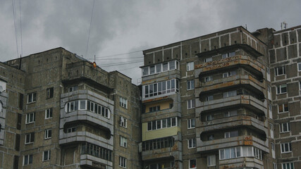 Fototapeta premium old soviet architecture building in the city