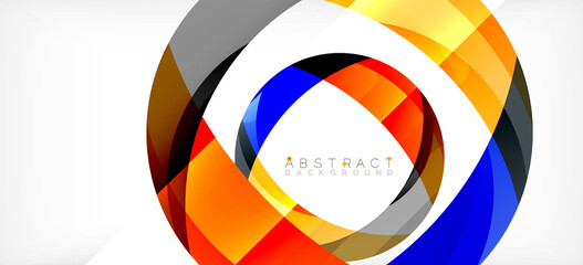 Color circle shapes, minimal geometric background. Trendy dynamic composition. Vector Illustration For Wallpaper, Banner, Background, Landing Page