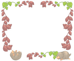 サツマイモとモグラさん達のフレーム　赤茶色ver