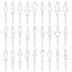 vector monochrome icon set with ancient Arrowheads for your project