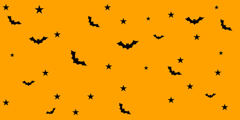 halloween pattern background with bats in the sky