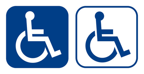 障害者のための国際シンボルマーク（車椅子マーク）　白い背景の車椅子アイコンセット - obrazy, fototapety, plakaty