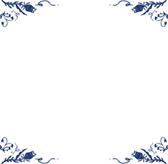 ethnic flowers dark blue illustration