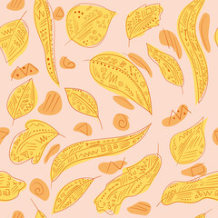 Seamless background with geometric leaves. Nature pattern