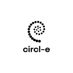 initial letter e circle dots spiral logo template