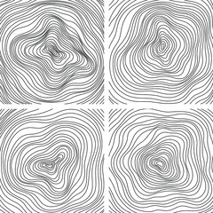 Abstract tree rings. Vector topographic map concept. Seamless background. Thin black lines on 