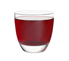 Glass of fresh tasty juice isolated on white