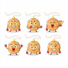 A sporty christmas lights orange boxing athlete cartoon mascot design