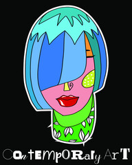 Abstract woman. Colorful vector clipart. Cartoon girl. Stylish design