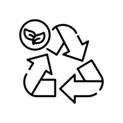 Recyclable vector outline icon style illustration. EPS 10 file