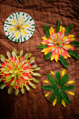 Natural materials for creativity, mandalas from natural materials of leaves and petals....