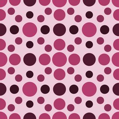 Universal polka dot texture for printing on textile, paper. Regular polka dot pattern with different polka dot sizes. Multicolor background with colored circles. Texture with round shapes.