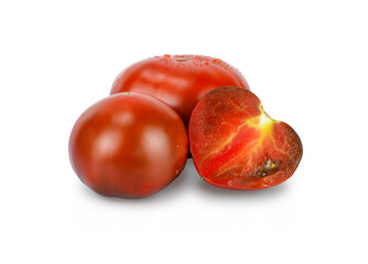 three tomatoes isolated on white background