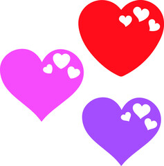 Collection of vector shapes of hearts in many different styles on a white background.