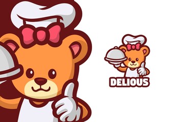 Cute Bear Chef Business Logo Mascot