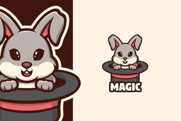 Obraz na płótnie Canvas Rabbit in Magician Hat Logo Mascot