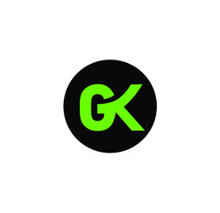 "GK" company name initial letters monogram with green color. GK company logo.