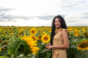 Fototapeta premium Portrait of a beautiful smiling dark-haired woman