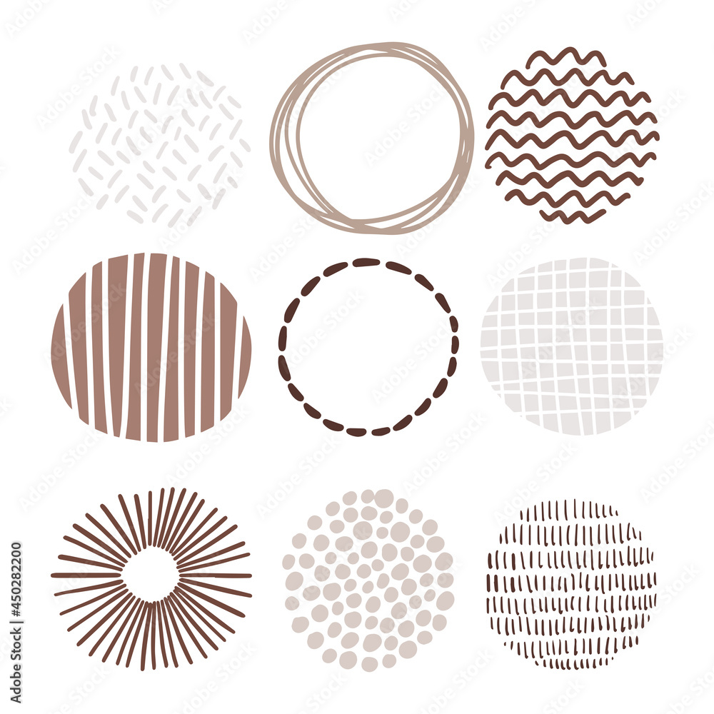Poster hand drawn round decor set. bullet journal web visual note sketch elements. isolated graphic vector 