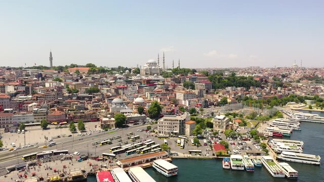Aerial view of Mosque and Istanbul city. Turkey