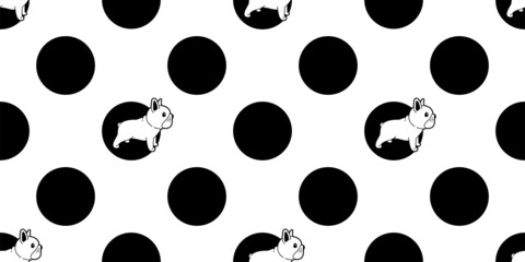 dog seamless pattern french bulldog polka dot vector bone pet puppy breed cartoon tile background repeat wallpaper scarf isolated illustration doodle design