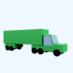 3d illustration simple icon transportation container truck