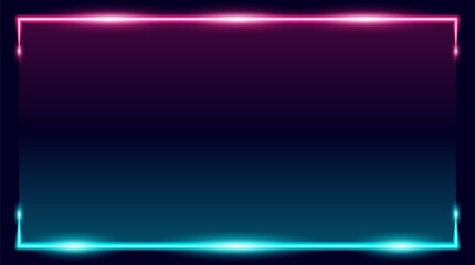 Landscape picture frame with two tone pink and blue neon