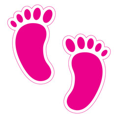 Pink baby footprint design. Creative baby footmark concept illustration to use in baby shower, invitations, cards design projects. 