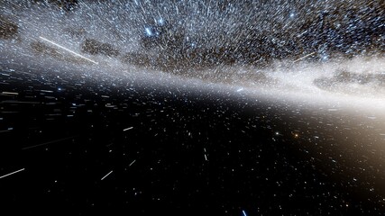 FTL, movement at the speed of light, warp, warp effect, warping in space 3d render © Aleksandr