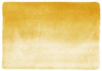 Mustard, dark yellow watercolor gradient stains background with uneven rounded edges. Rectangle watercolour artistic texture, text frame. Abstract hand drawn textured painted template for lettering.