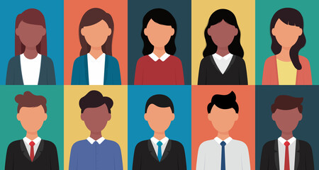 Icon set of business man and business woman flat icon design