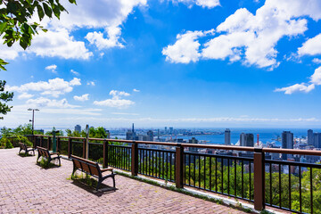 神戸市　俯瞰　パノラマ　【 夏 の 都市風景 】