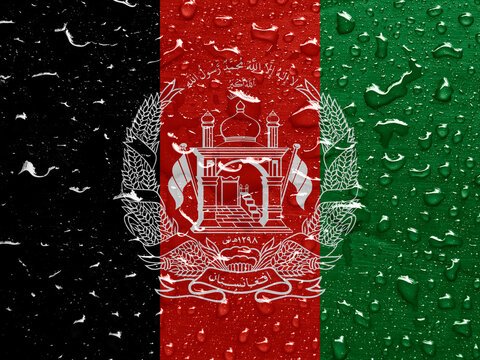 flag of Afghanistan with rain drops