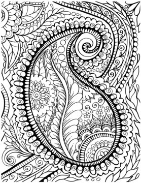 Paisley coloring book page. Zentangle outline for colouring.India coloring pages.