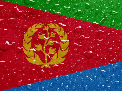 flag of Eritrea with rain drops
