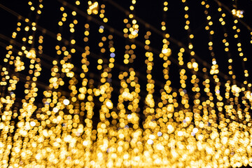 many lights of Christmas garland, blur, bokeh