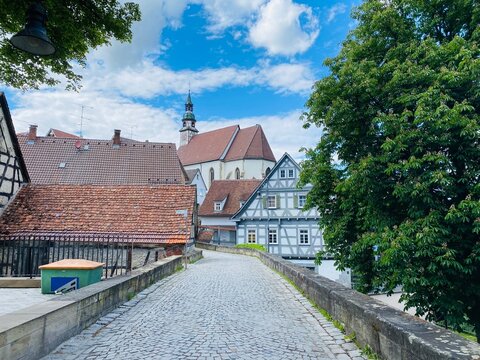 beautiful view of the old fairytale town of Waiblingen