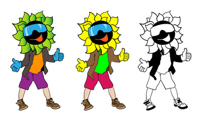 Illustration of a child and a blooming sun flower