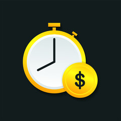Time is money. Clock, stopwatch and money icon. Illustration vector