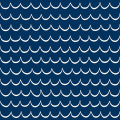 Hand drawn seamless sea wave pattern. Vector illustration.