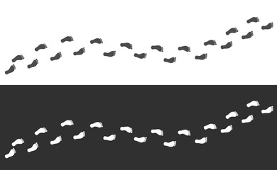 Footpath trail of human. Black traces of human