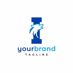 Fototapeta premium Letter I Wolf Logo Design Vector , Initial Gaming Logo