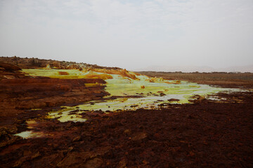 Dallol, Danakil Depression, Ethiopia. Sulphur springs, the hottest place on earth