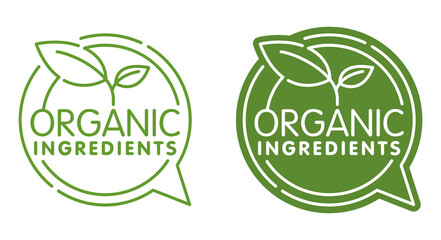 Organic Ingredients flat stamp, in thin line 