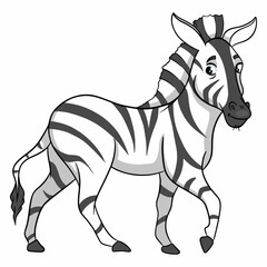 Animal character funny zebra in line style. Children's illustration.