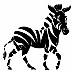 Obraz premium Animal character funny zebra silhouette. Children's illustration.