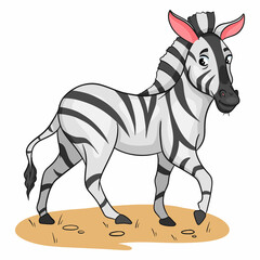 Animal character funny zebra in cartoon style. Children's illustration.