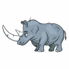 Animal character funny rhinoceros in cartoon style. Children's illustration.