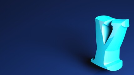 Blue background with Y  letter - 3D rendering illustration