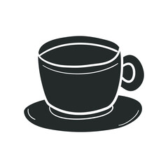 Coffee Cup Icon Silhouette Illustration. Breakfast Drink Vector Graphic Pictogram Symbol Clip Art. Doodle Sketch Black Sign.